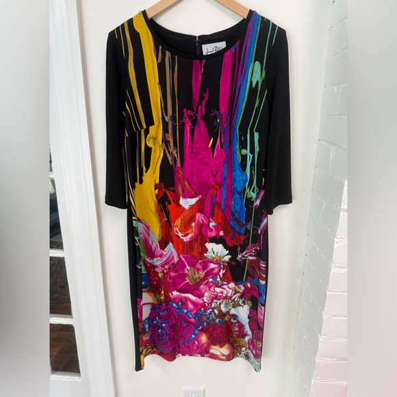 Joseph Ribkoff Dresses & Skirts - Joseph Ribkoff Black Dress with Pink and Blue Accents